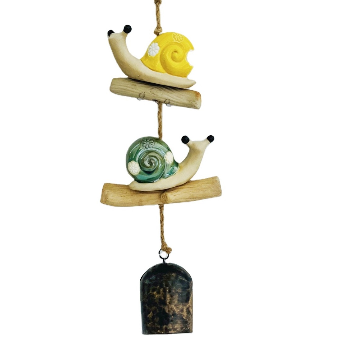 Mushroom Windchime Ceramic Driftwood Nature Hanging Outdoor Wind Chime Patio Decor