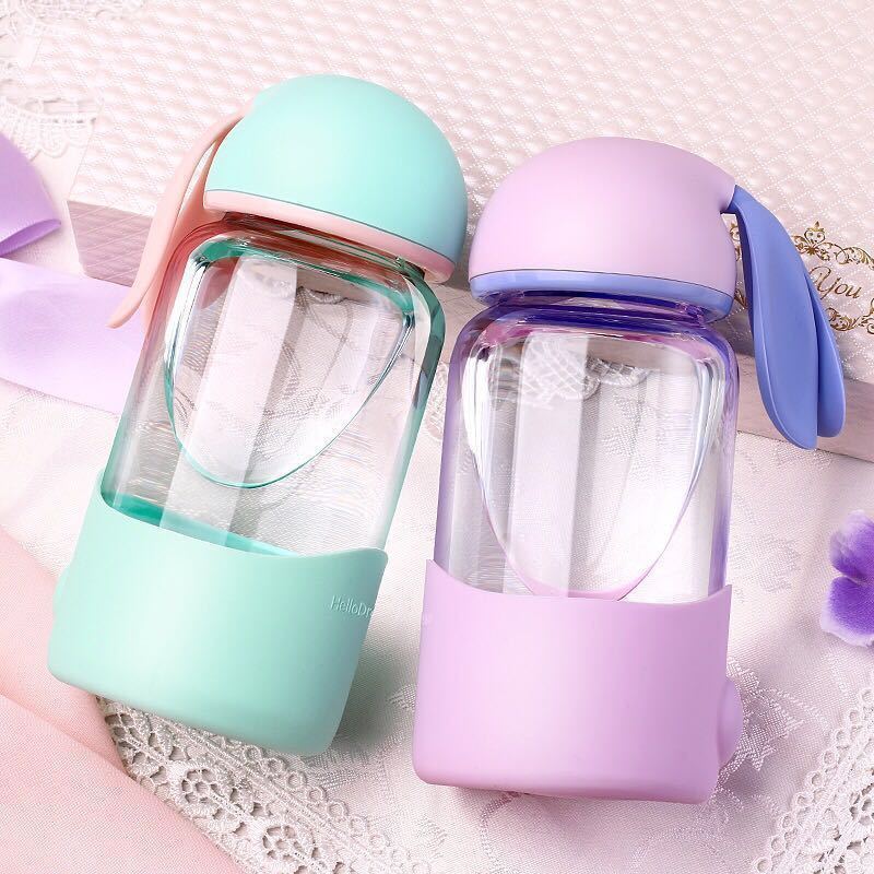 Creative Rabbit Glass Female Portable Student Water Cup Korean Version Small Capacity Water Bottle