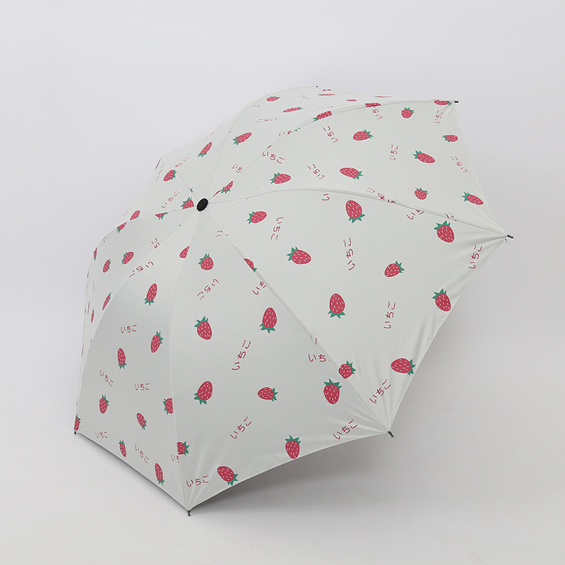 Simple Folding Fruit Peach Umbrella Sunscreen Sunshade Striped Rain Shine Dual-Use Umbrella Korea Vinyl Sun Umbrella