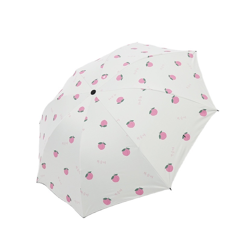 Simple Folding Fruit Peach Umbrella Sunscreen Sunshade Striped Rain Shine Dual-Use Umbrella Korea Vinyl Sun Umbrella