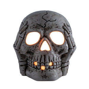 2022 Ceramic Halloween Horror Skull Ornaments Desktop Decor Custom Skeleton Ornaments with light