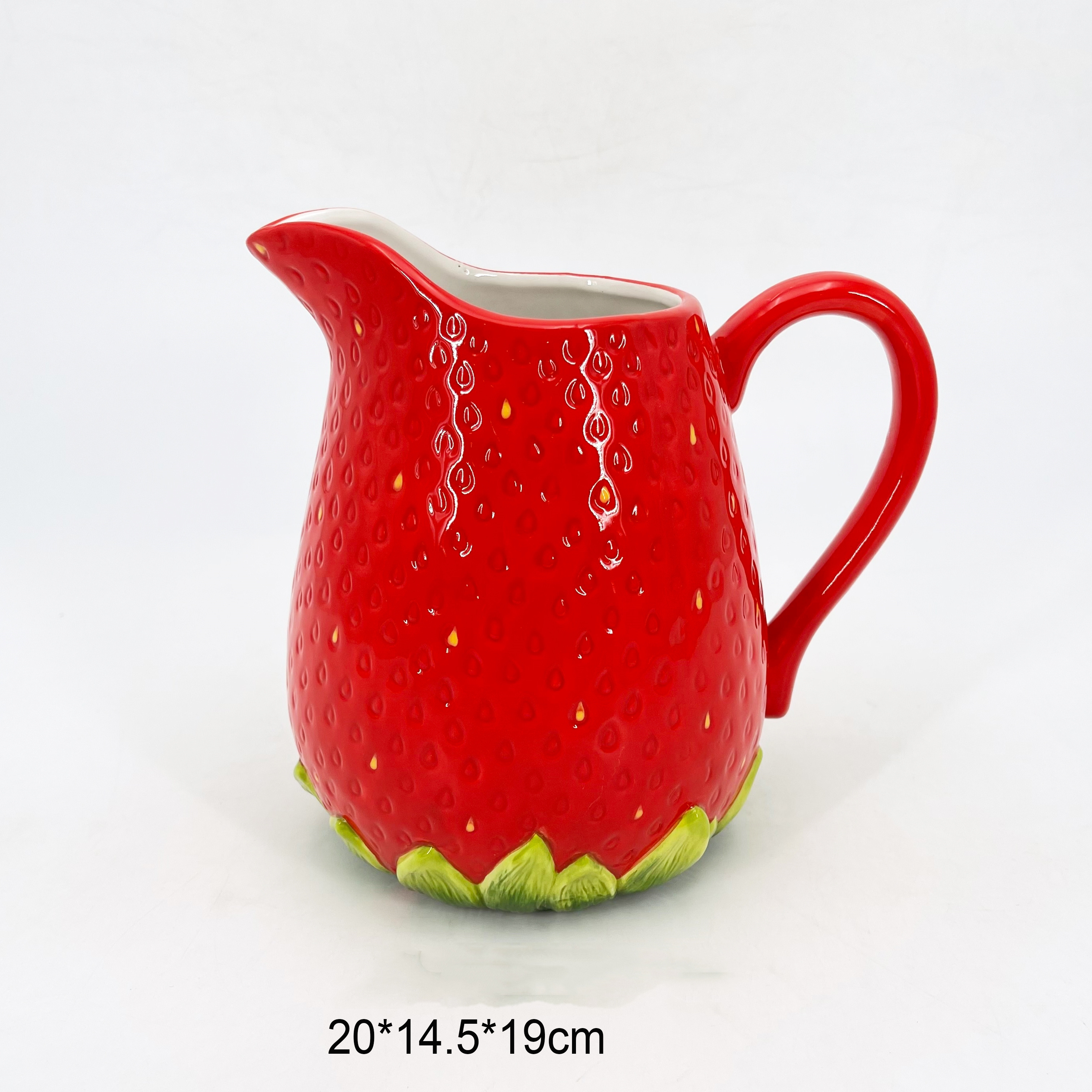 Hand painted strawberry water pitcher ceramic jug for water juice milk