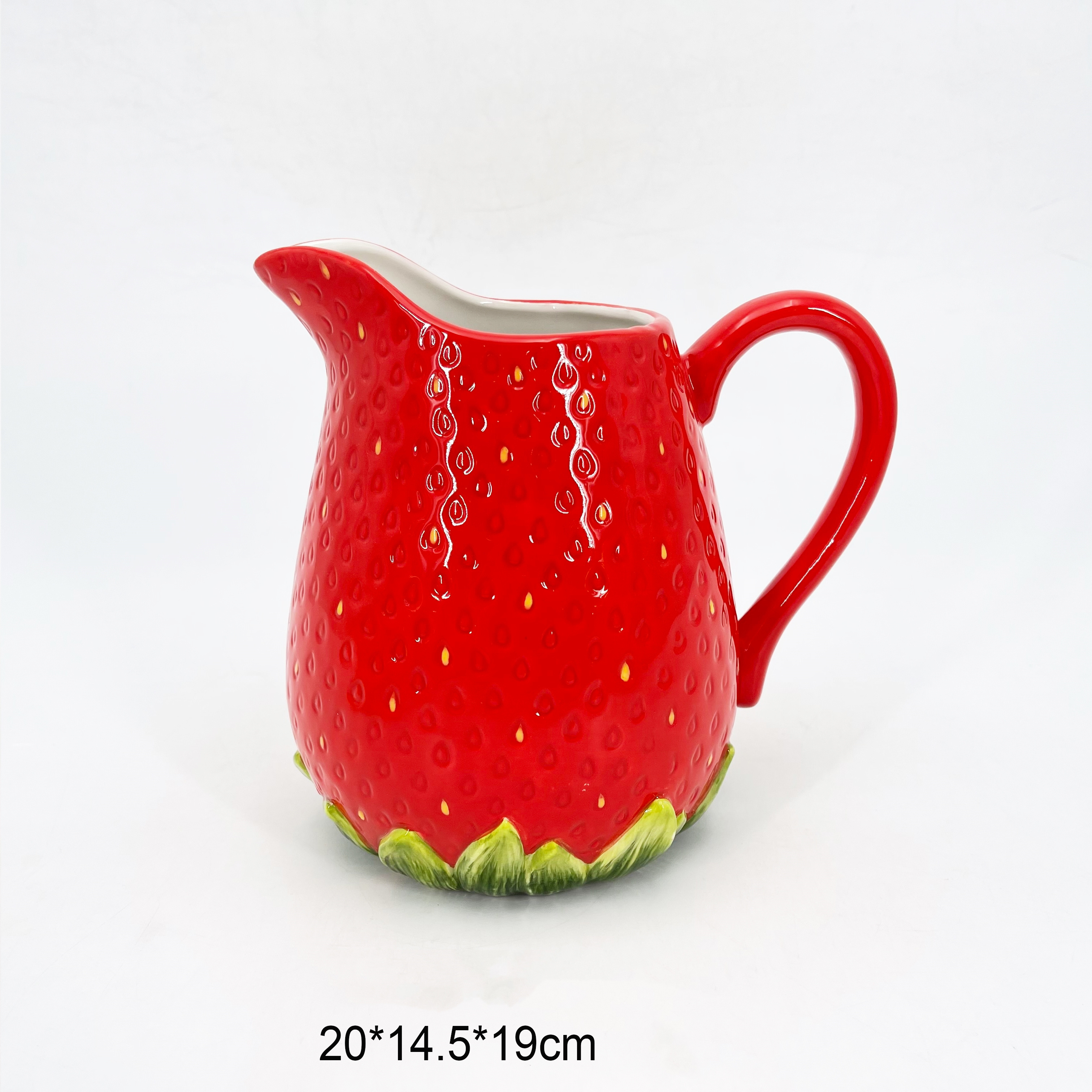 Hand painted strawberry water pitcher ceramic jug for water juice milk