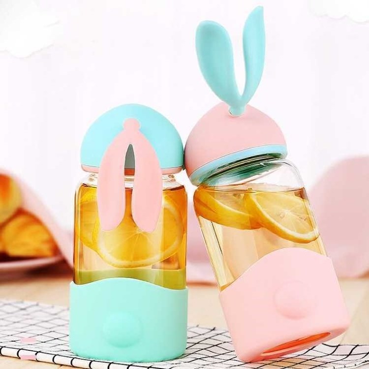 Creative Rabbit Glass Female Portable Student Water Cup Korean Version Small Capacity Water Bottle