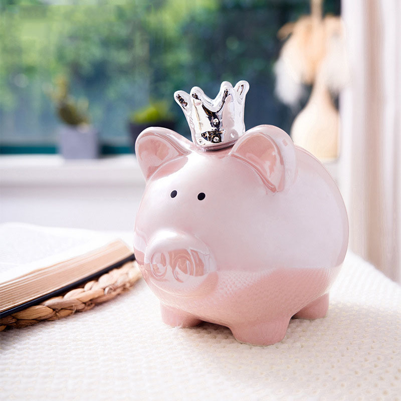 Piggy Bank Crown Pig Large Capacity Creative Cute Children Home Decoration Piggy Bank