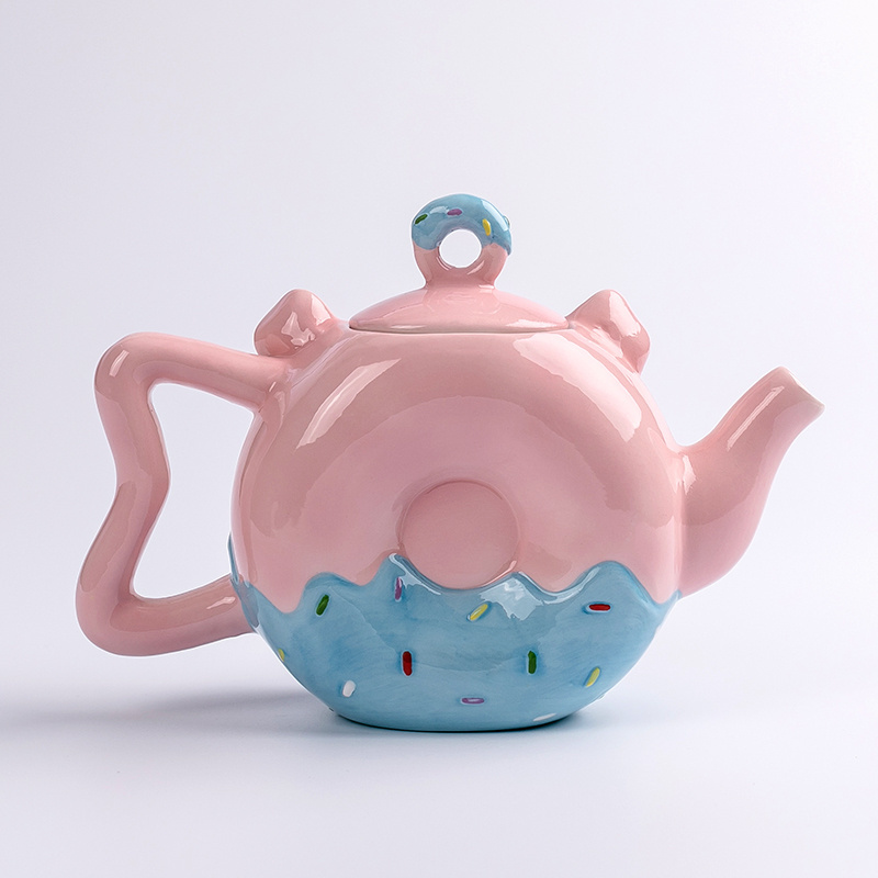 Cute Pink Pig Donut Ceramic Coffee Mug Kawaii Ceramic Teapot