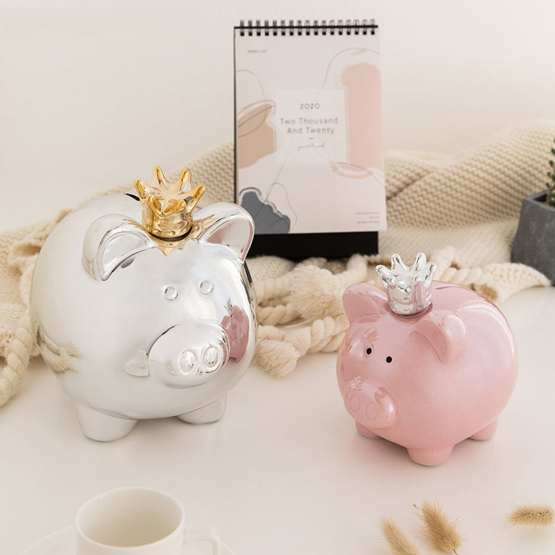 Piggy Bank Crown Pig Large Capacity Creative Cute Children Home Decoration Piggy Bank