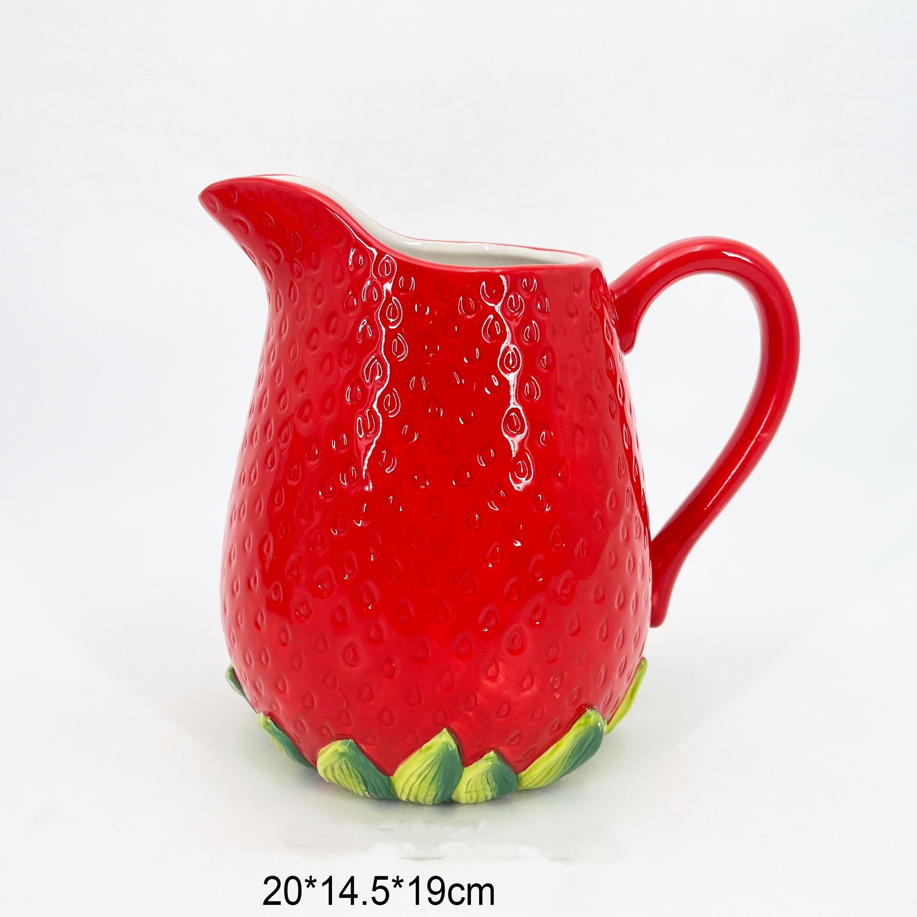 Hand painted strawberry water pitcher ceramic jug for water juice milk