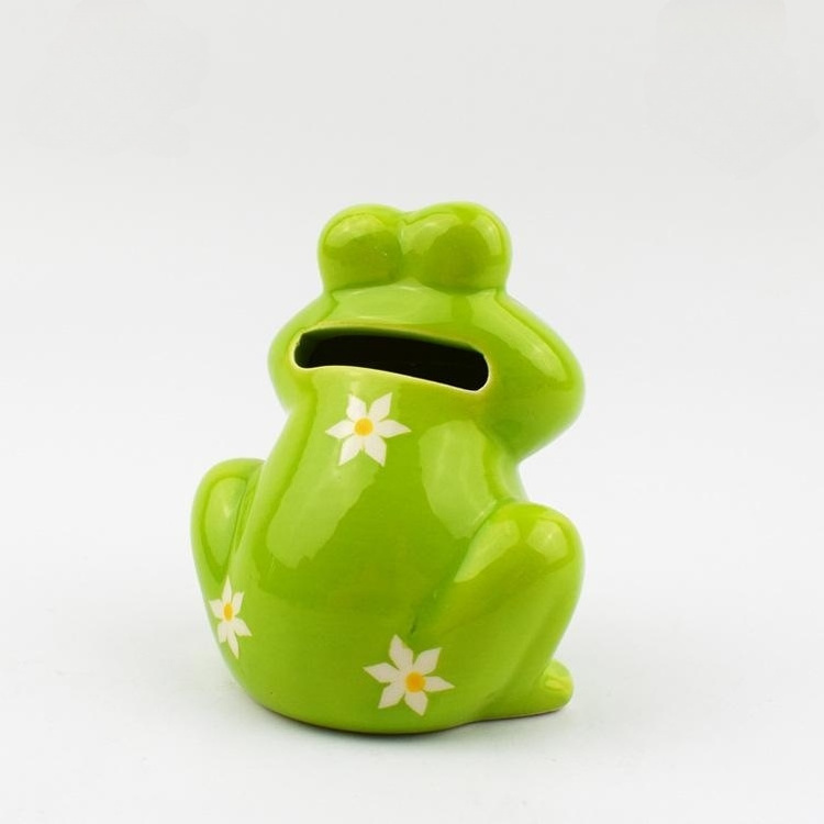 Children's Creative Ornament Ceramic Frog Piggy Bank Hand-painted Animal Savings Jar