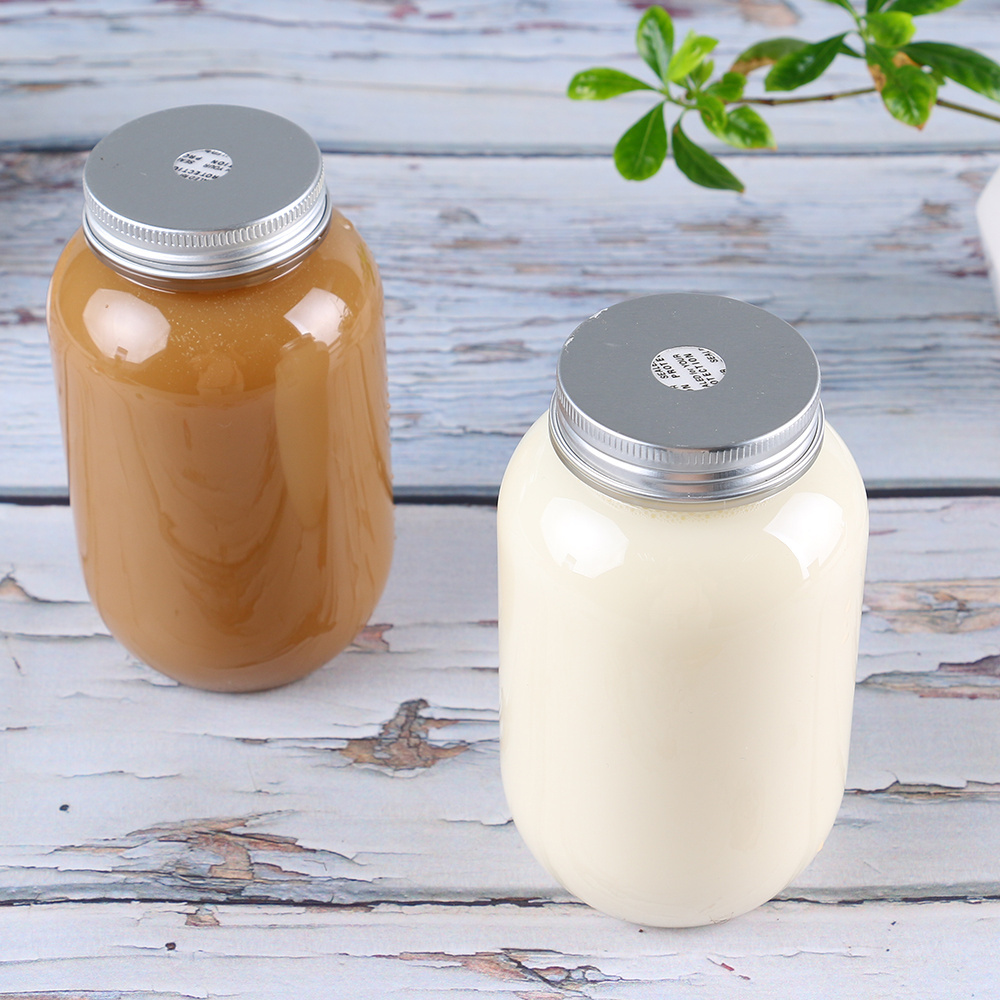 17 oz 20 oz 22 oz Empty Clear Plastic Disposable Milk Beverage Drink Juice liquid Containers Bottles with Aluminium Lid Cap