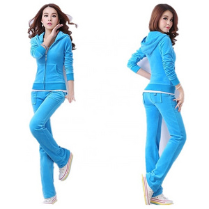 High Quality Custom Womens Tracksuits Blank Velour Tracksuits For Women