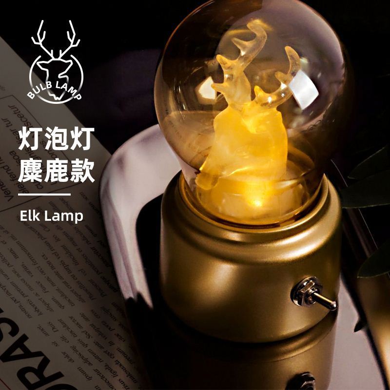 bedtime night stand Christmas night bulb with plug lights elk glass LED bulb night light for  bedroom bar with 450mA battery