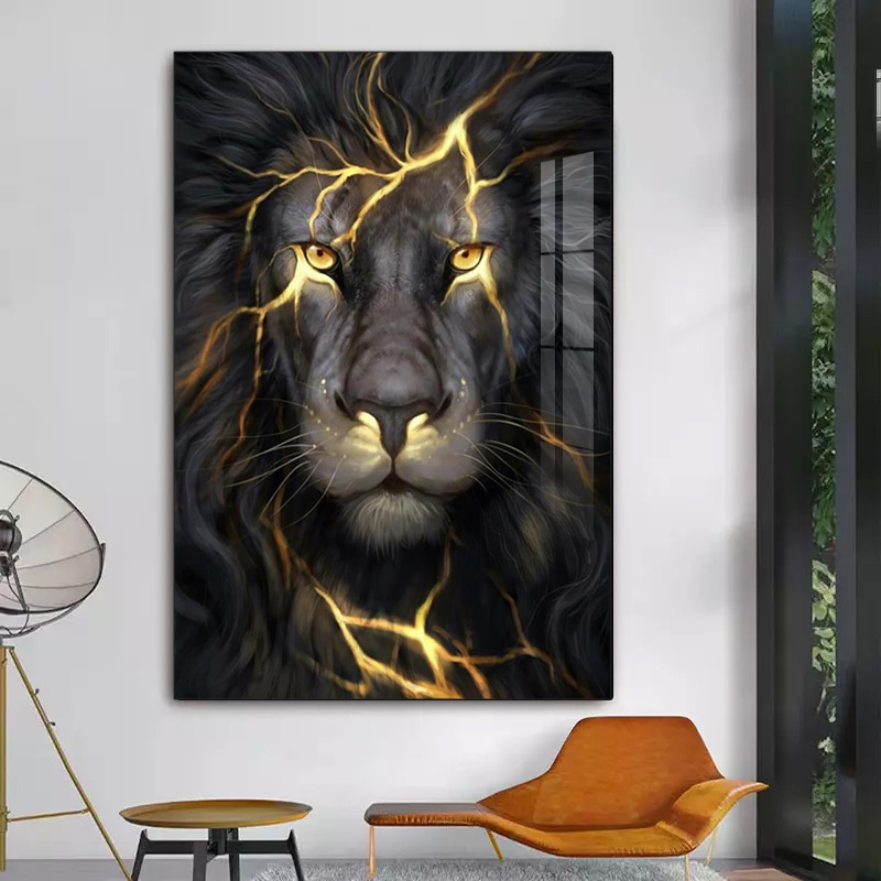 Wild Lion Poster Black and Golden Animal Canvas Paintings on The Wall Art Prints Picture for Living Room Interior Home Decor