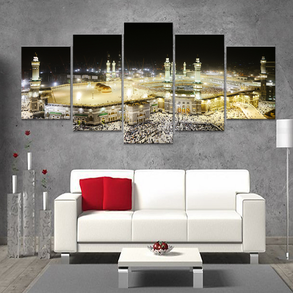 Picture Canvas Print Decor Painting Abstract Oil Islamic 5 Piece Living Room Modern Landscape Wall Art