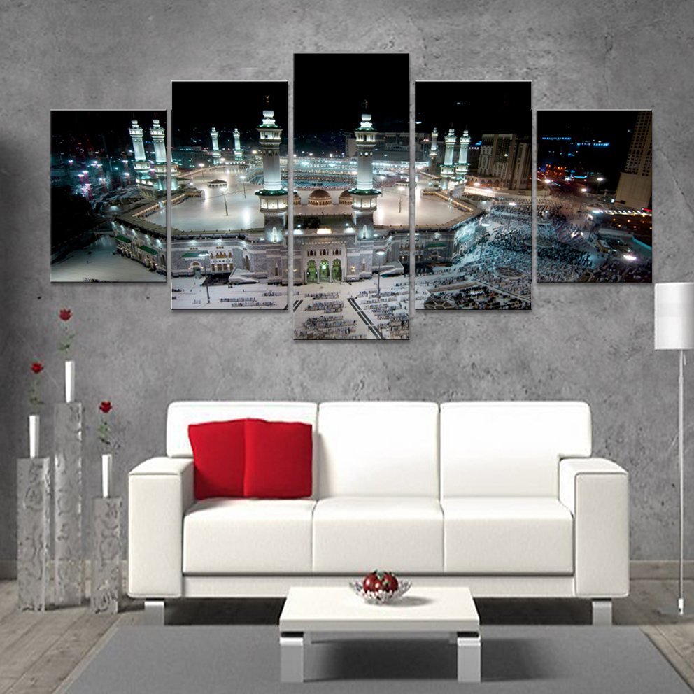 Picture Canvas Print Decor Painting Abstract Oil Islamic 5 Piece Living Room Modern Landscape Wall Art