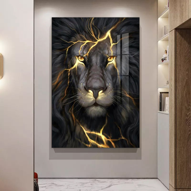 Wild Lion Poster Black and Golden Animal Canvas Paintings on The Wall Art Prints Picture for Living Room Interior Home Decor