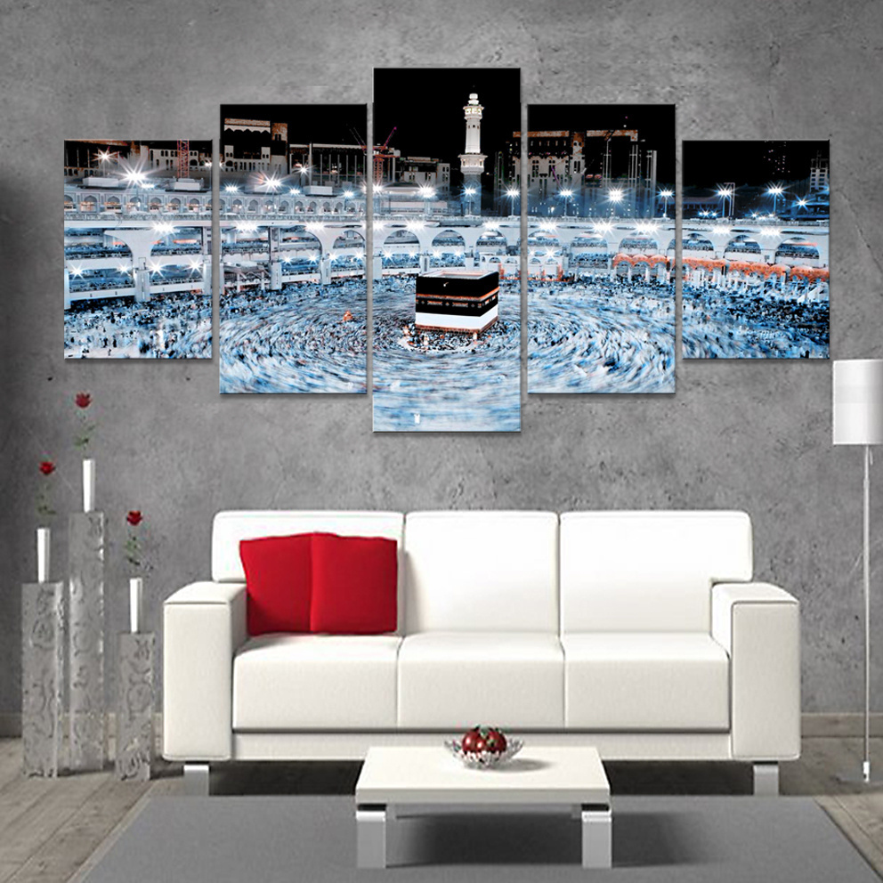 5 Panel 3D Art Canvas Print Canvas Wall Urban Architectural Decorative Painting