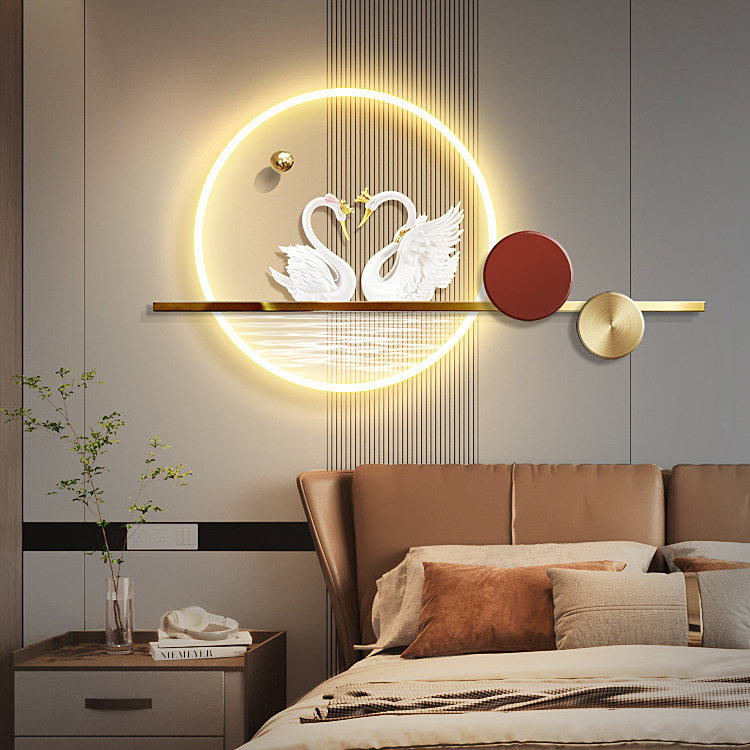 Luxury Golden metal clock art wall hanging Home Living Room Decors  3D Metal  New Product Design Wall lamp LED Decorations For