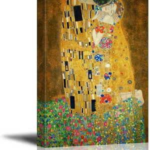 Modern Abstract  Famous Paintings Hotel Gold Foil Canvas Wall Art Van Gogh Gustav Klimt Hand Painted Oil Painting