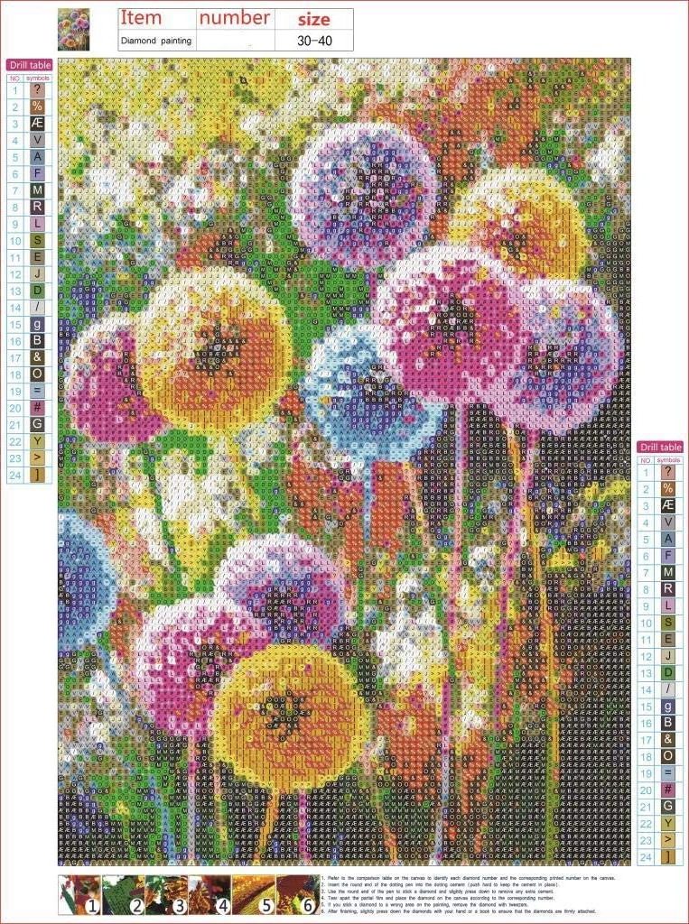 Colorful Dandelion Diamond Painting Kits 5D Full Drill Round Rhinestone Embroidery Cross Stitch Home Wall Decor Floral