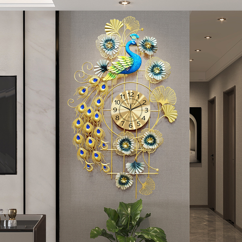 Home Decoration Nordic Peacock Wholesale Modern Living Room Metal Wall Clock