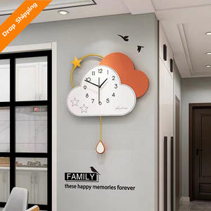 Digital cute cloud wall clock swing European light luxury atmosphere simple quartz stone clock wall clock home decoration