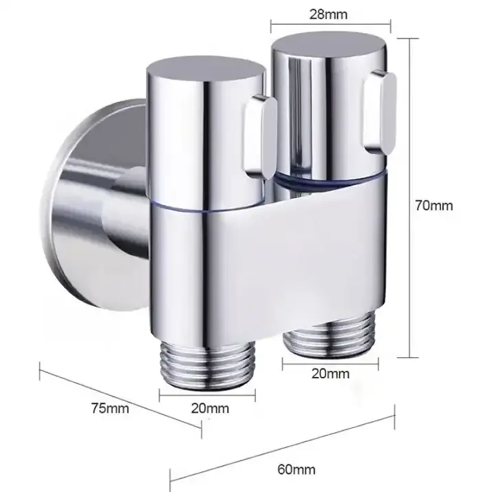 Modern Design Brass Body Double Handle Angle Valve Shunt 2-Way Faucet Diverter with Spry Gun Set