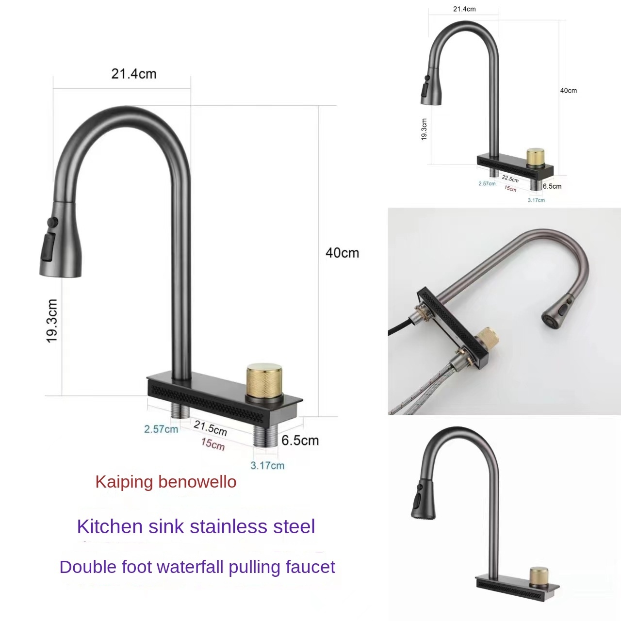 Single-Hole Kitchen Faucet with Flying Rain Waterfall Effect Cold and Hot Water Splash-Proof Rotatable Sink Faucet