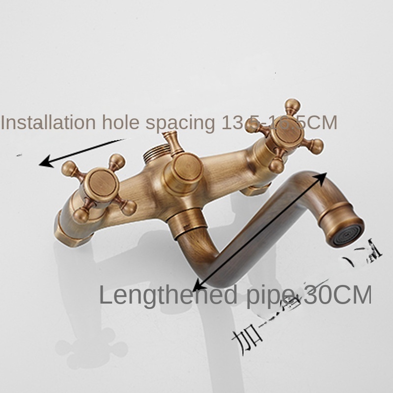 Antique Bathtub Simple Shower Faucet Copper Hot and Cold Shower Lengthened Bathroom Mixing Valve Triple Lifting Shower Set