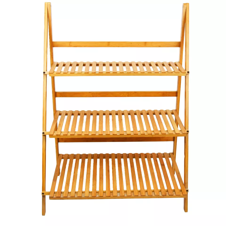 3 Tier Bamboo Corner Shelf Storage Rack, Free Standing Corner Rack Multipurpose Shelving Unit,Youlike