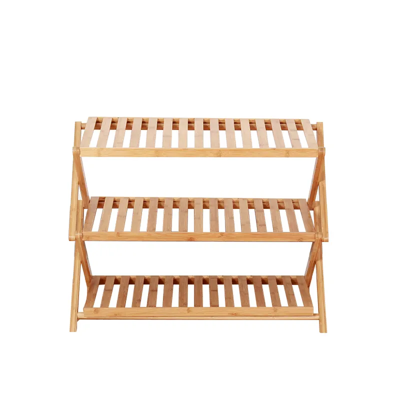 Bamboo Wood Shoe Rack 3 Tier Free Standing Shoe Shelf Storage Organizer for Hallway