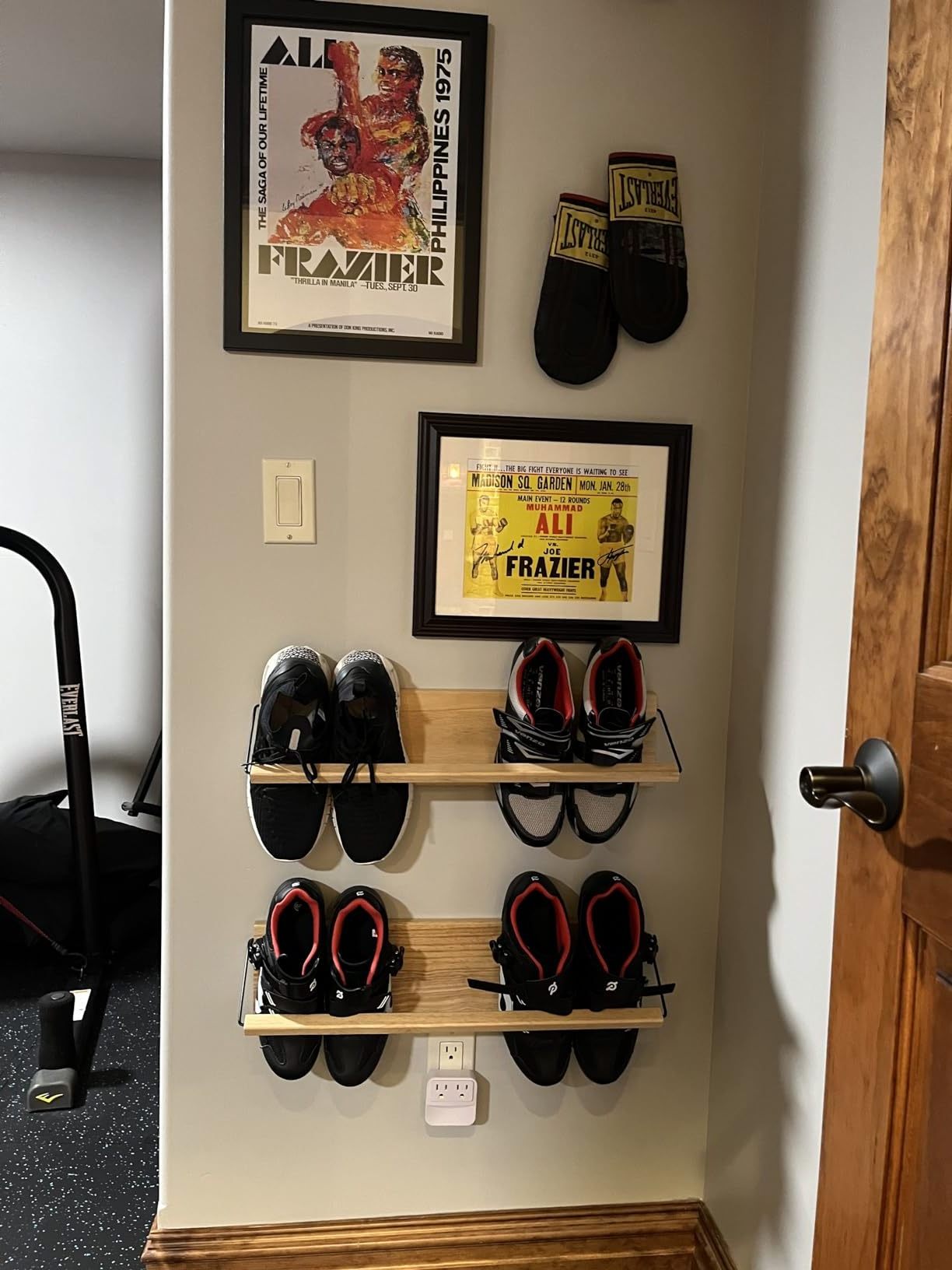 Wall Mounted Shoe Rack - Wooden Entryway Shoe Rack, Narrow Shoe Rack for entryway