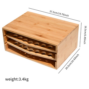 Bamboo Coffee Pods Holder Capsules Storage Drawer Compatible With Keurig K-Cup Pods 2-tier for Kitchen Office Bar