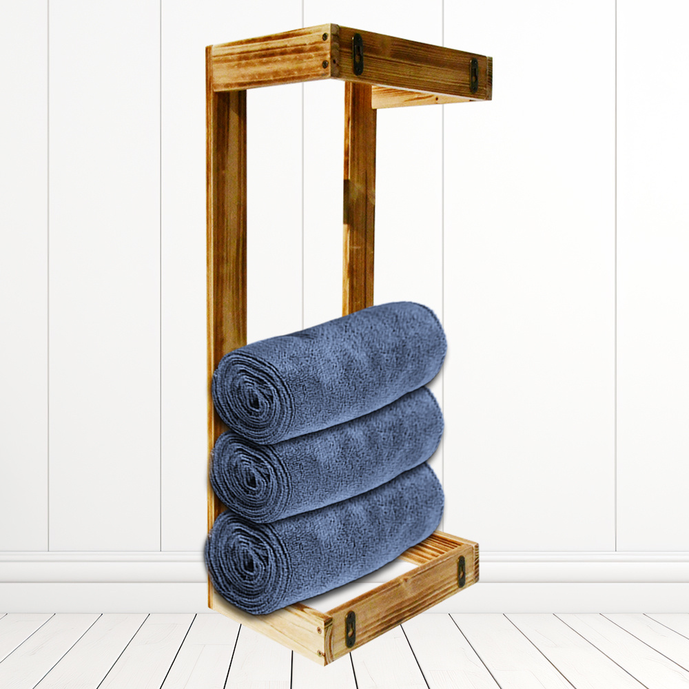 Wooden Foldable Towel Rack For Bathroom Wall Mounted Decorative Pine Towel Shelf For Organizer