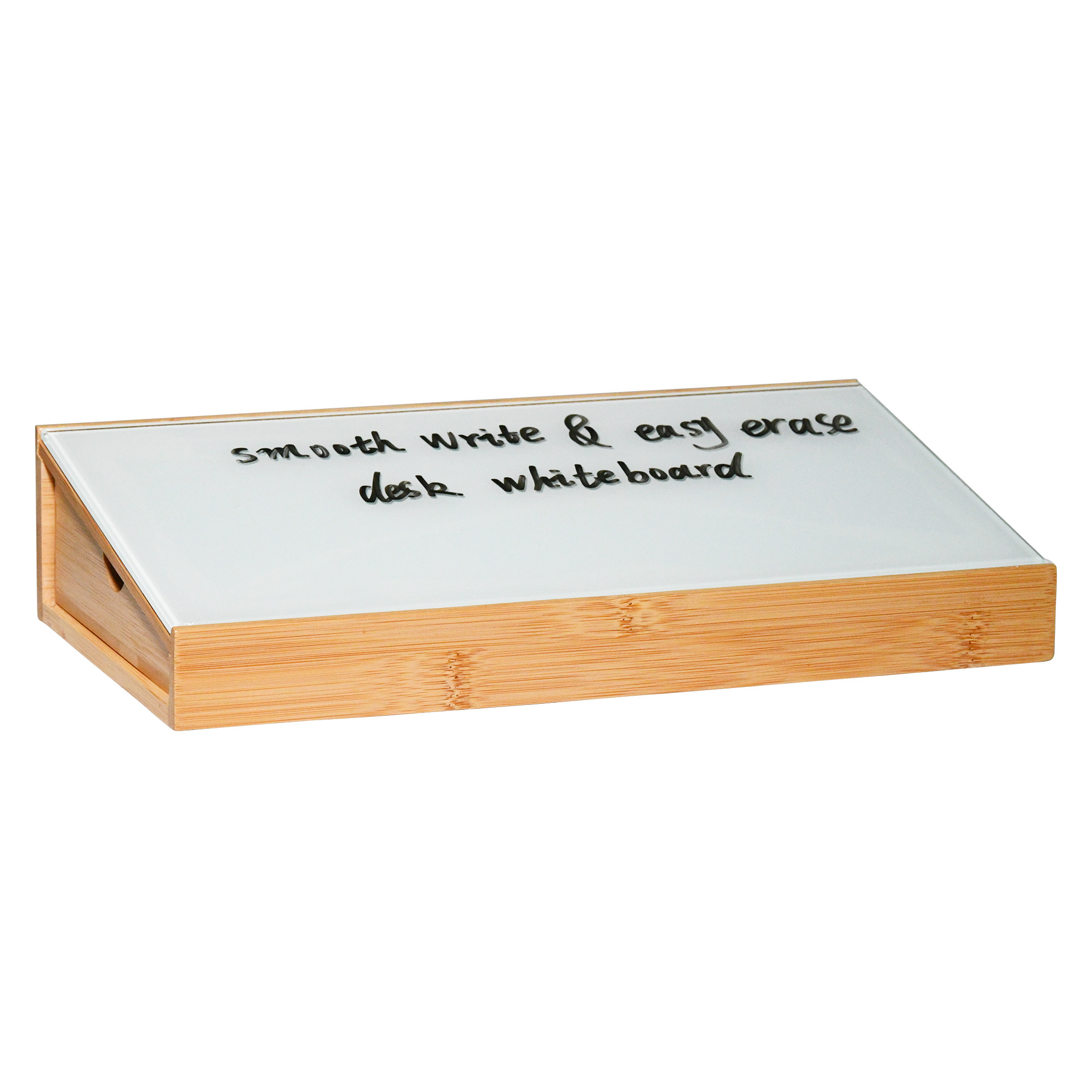 Youlike  High Quality Bamboo Dry Erase Small Desktop Glass Whiteboard with Storage