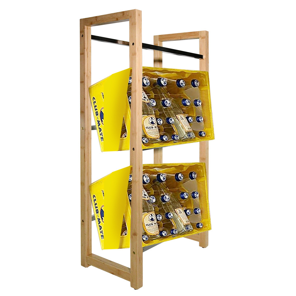 Wine Rack,Stackable Large Capacity Beer Box Storage Rack For Bar, 3 Tier Wood And Metal Storage Rack Stand  Freestanding