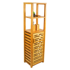 5 Tier Natural Bamboo Floor Cabinet Bathroom Tower Storage Shelf Multifunctional Display Rack