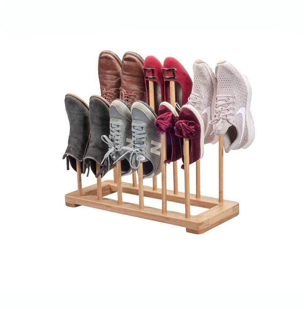 Entryway 2 Tiers Free Stand Natural Shoe Organizer Bamboo Boot Rack