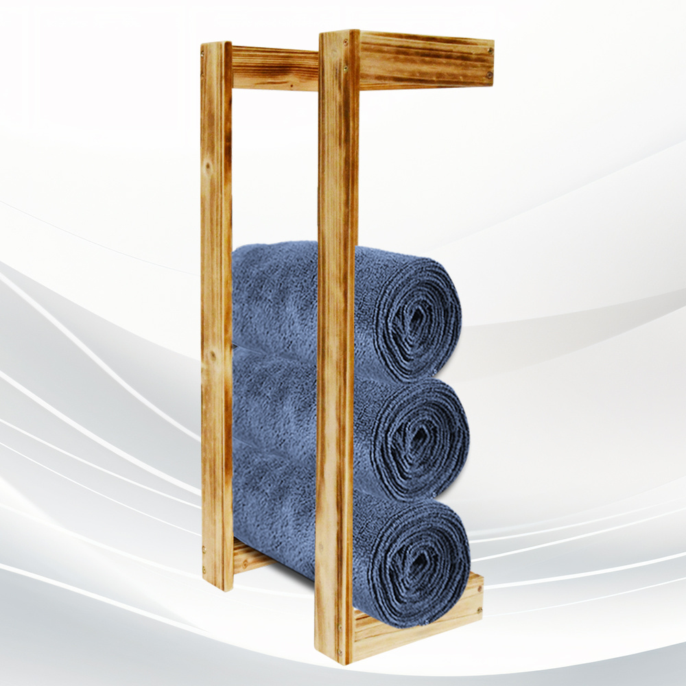 Wooden Foldable Towel Rack For Bathroom Wall Mounted Decorative Pine Towel Shelf For Organizer