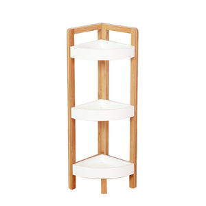 3 Tiers Bamboo Corner Shelf Bathroom Storage Holder Bath Accessory Makeup Organizer Brown Box Modern Painting Hotel Storage Rack