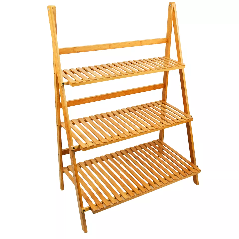 3 Tier Bamboo Corner Shelf Storage Rack, Free Standing Corner Rack Multipurpose Shelving Unit,Youlike