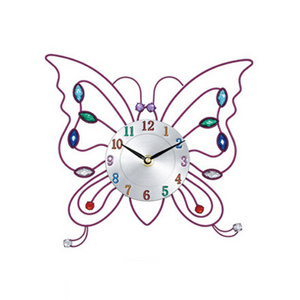 Modern Creative 3D Quartz Analog Wall Clock European Style Butterfly Shape Decorative Metal 3D Wall Clock