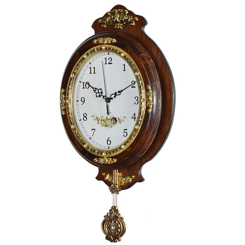 Antique Brown Wooden Desktop Pendulum Clock For Home Decor