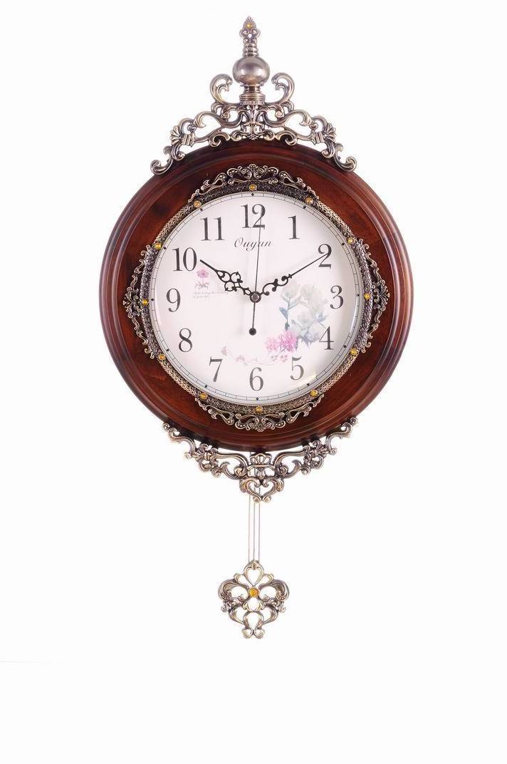 Antique Brown Wooden Desktop Pendulum Clock For Home Decor