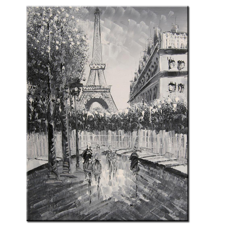 Eiffel tower street scene office decoration oil painting landscape lowe price large stock