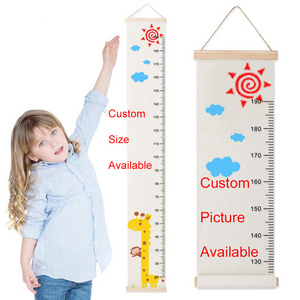 DIY Timber Hot Sale Children Height Removable Ruler Wood Poster Hanger Canvas Paper Growth Chart Measurement Wall Deco