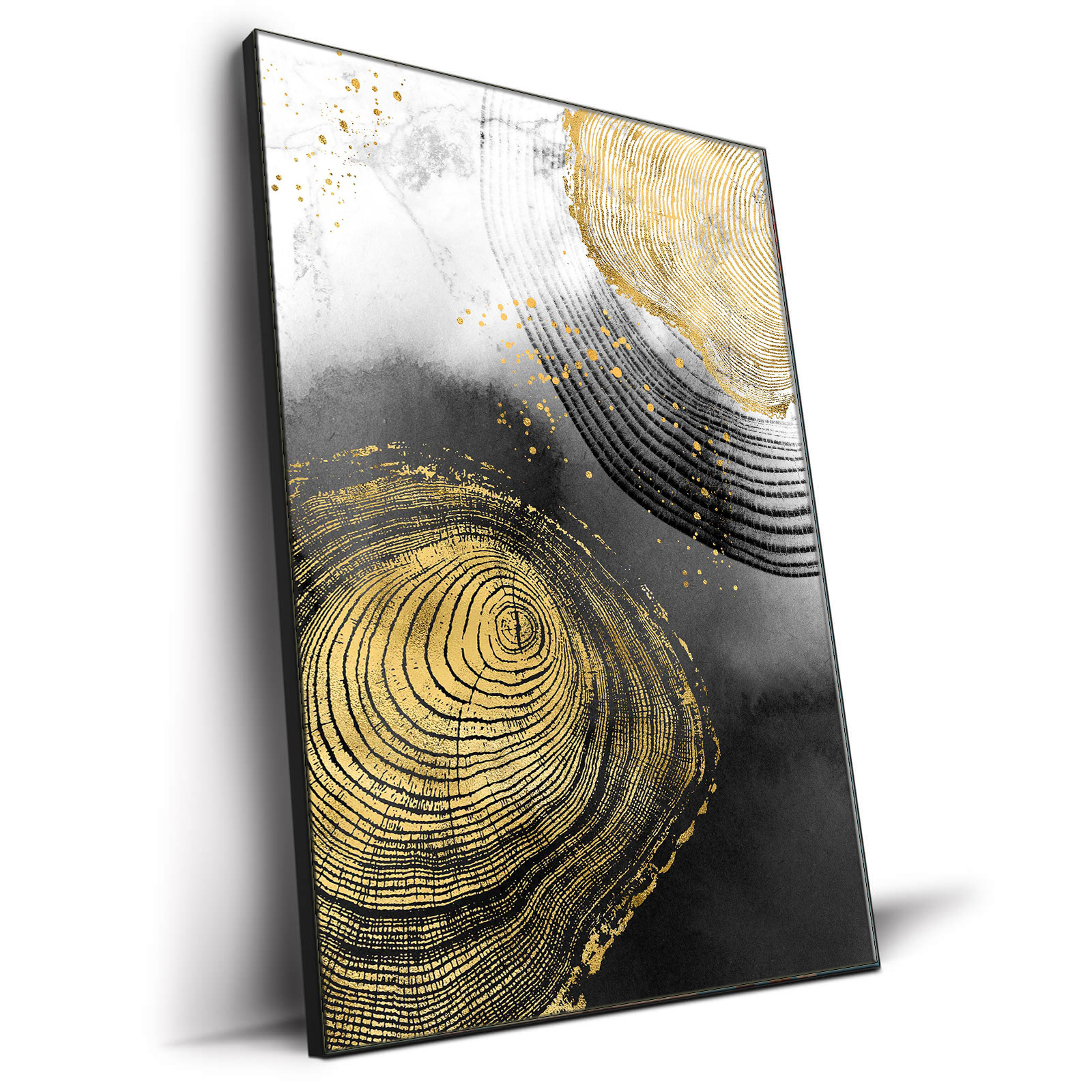 3 panels modern gold tree rings canvas print painting wall art decoration