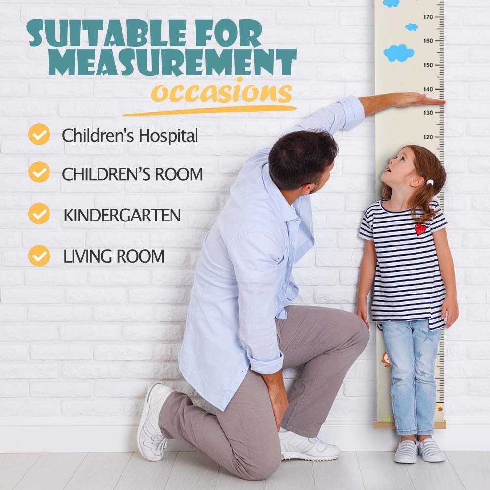 DIY Timber Hot Sale Children Height Removable Ruler Wood Poster Hanger Canvas Paper Growth Chart Measurement Wall Deco