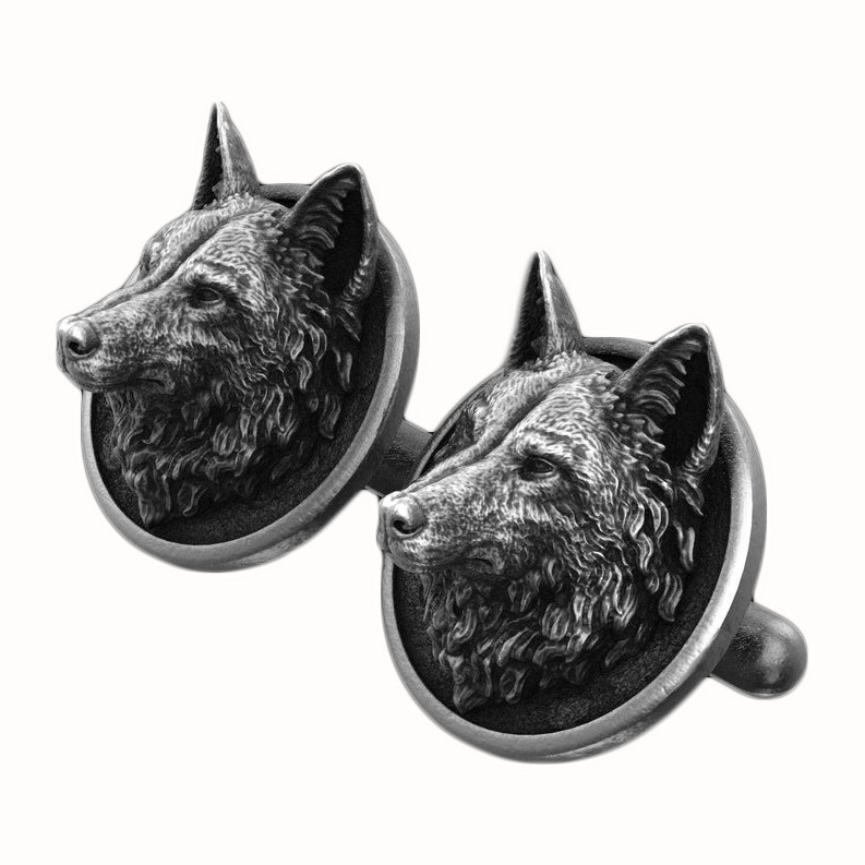 Mens Suit Shirt Personalised Design 3D Wolf Cufflinks for men wholesale