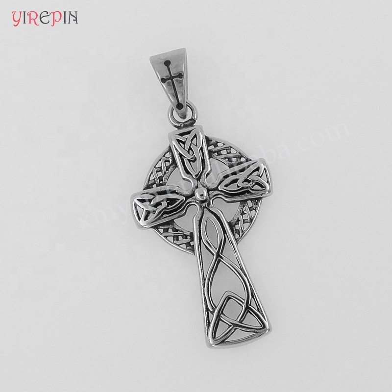 Factory direct sale Vintage gothic mens Latest Trendy stainless steel Celtic knot cross pendant